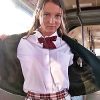 欧州生まれの金髪可愛い娘がデビュー！制服姿で美乳パイパンボディに車内でナカダシエッチでナカ出し！